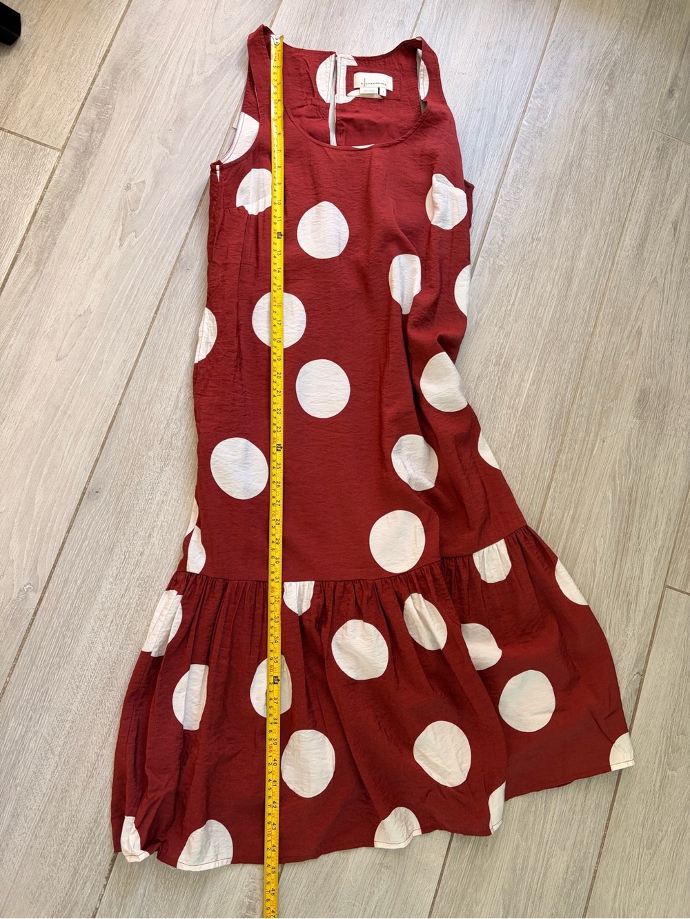 Anthropologie Rust Midi Dress with White Polka Dots - Picture 6 of 7